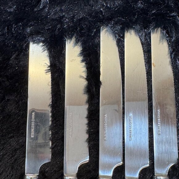 Set Of 8 Stainless Steel Knives With Faux Bamboo Handles - Picture 5 of 9